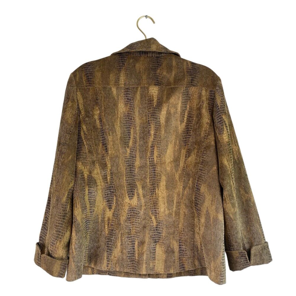 Chico's Jacket Size‎ 2 Faux Suede Animal Print Button Front Lined 546 - Picture 3 of 7